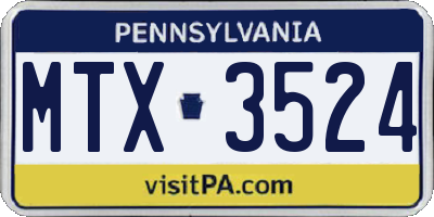 PA license plate MTX3524