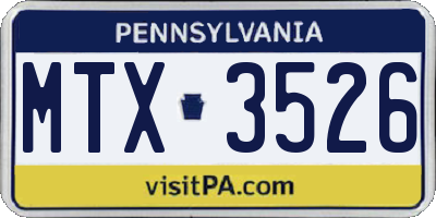 PA license plate MTX3526