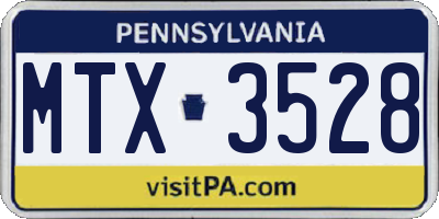 PA license plate MTX3528