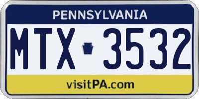 PA license plate MTX3532