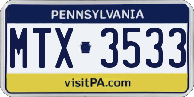 PA license plate MTX3533