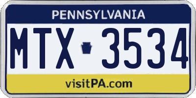 PA license plate MTX3534