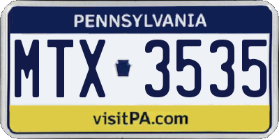 PA license plate MTX3535