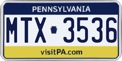 PA license plate MTX3536
