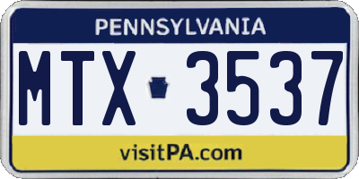 PA license plate MTX3537