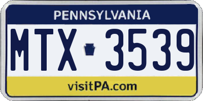 PA license plate MTX3539