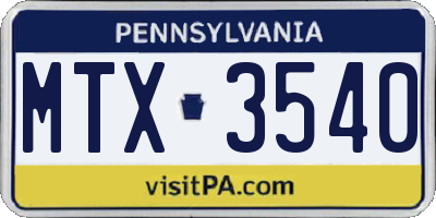 PA license plate MTX3540