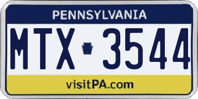 PA license plate MTX3544