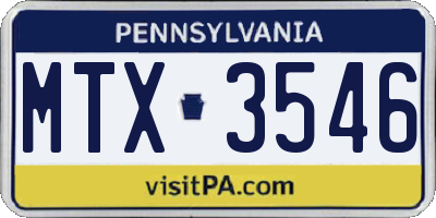 PA license plate MTX3546