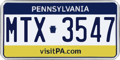 PA license plate MTX3547