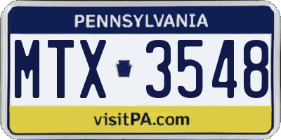 PA license plate MTX3548
