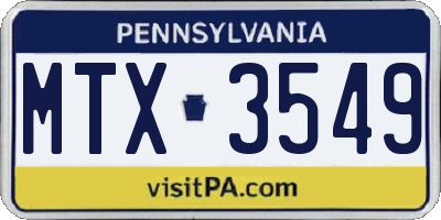 PA license plate MTX3549