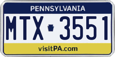 PA license plate MTX3551
