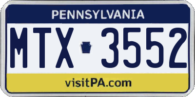 PA license plate MTX3552