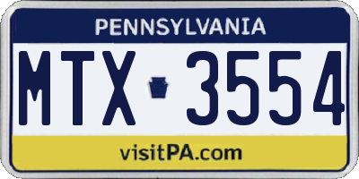 PA license plate MTX3554