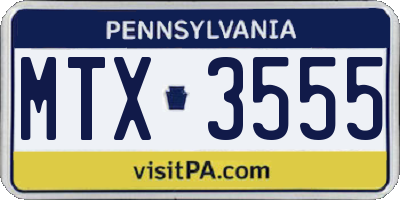 PA license plate MTX3555