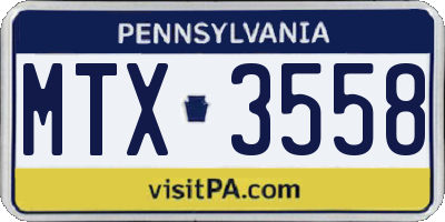PA license plate MTX3558