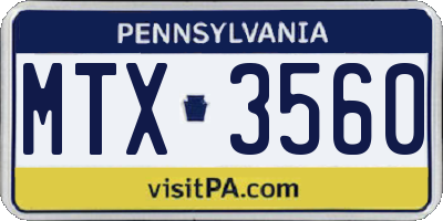 PA license plate MTX3560