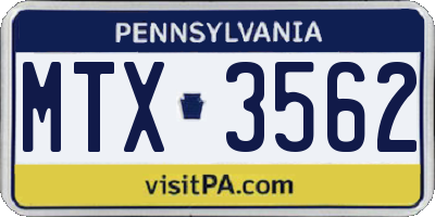 PA license plate MTX3562