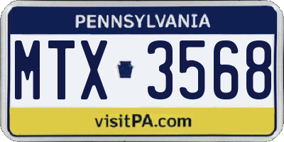 PA license plate MTX3568