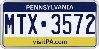 PA license plate MTX3572