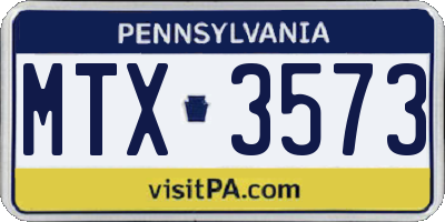 PA license plate MTX3573