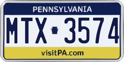 PA license plate MTX3574