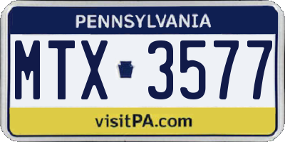 PA license plate MTX3577