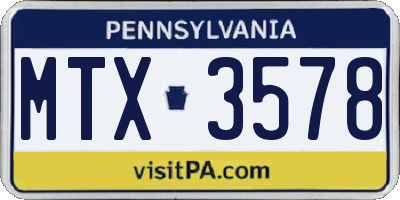 PA license plate MTX3578