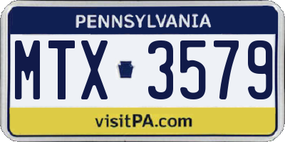 PA license plate MTX3579