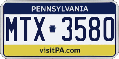 PA license plate MTX3580
