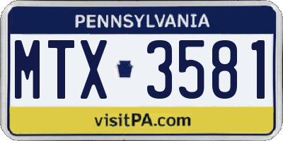 PA license plate MTX3581