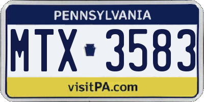 PA license plate MTX3583