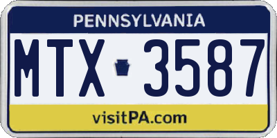 PA license plate MTX3587