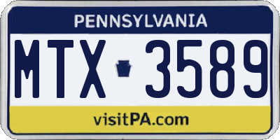 PA license plate MTX3589