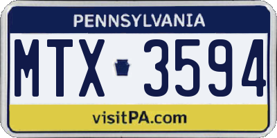 PA license plate MTX3594