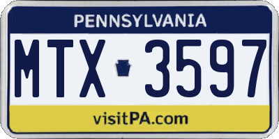 PA license plate MTX3597