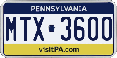 PA license plate MTX3600