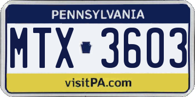 PA license plate MTX3603
