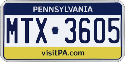 PA license plate MTX3605