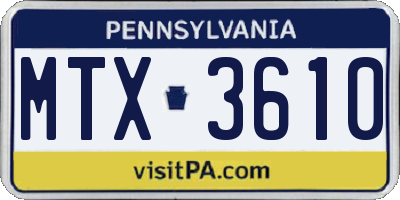 PA license plate MTX3610