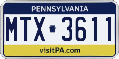 PA license plate MTX3611