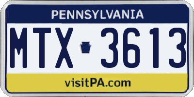 PA license plate MTX3613
