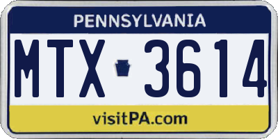 PA license plate MTX3614