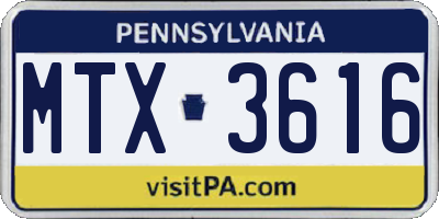 PA license plate MTX3616