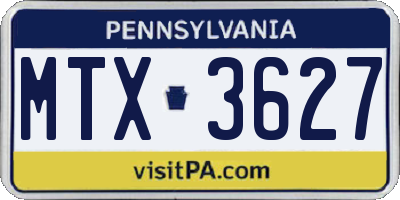 PA license plate MTX3627