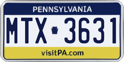 PA license plate MTX3631