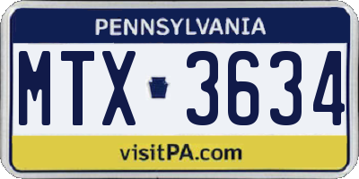 PA license plate MTX3634