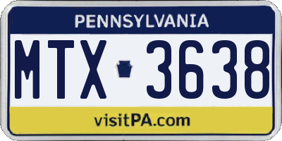 PA license plate MTX3638