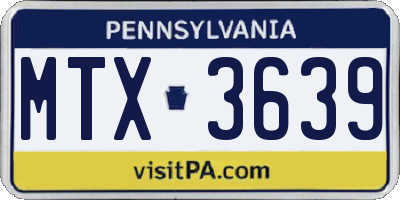 PA license plate MTX3639
